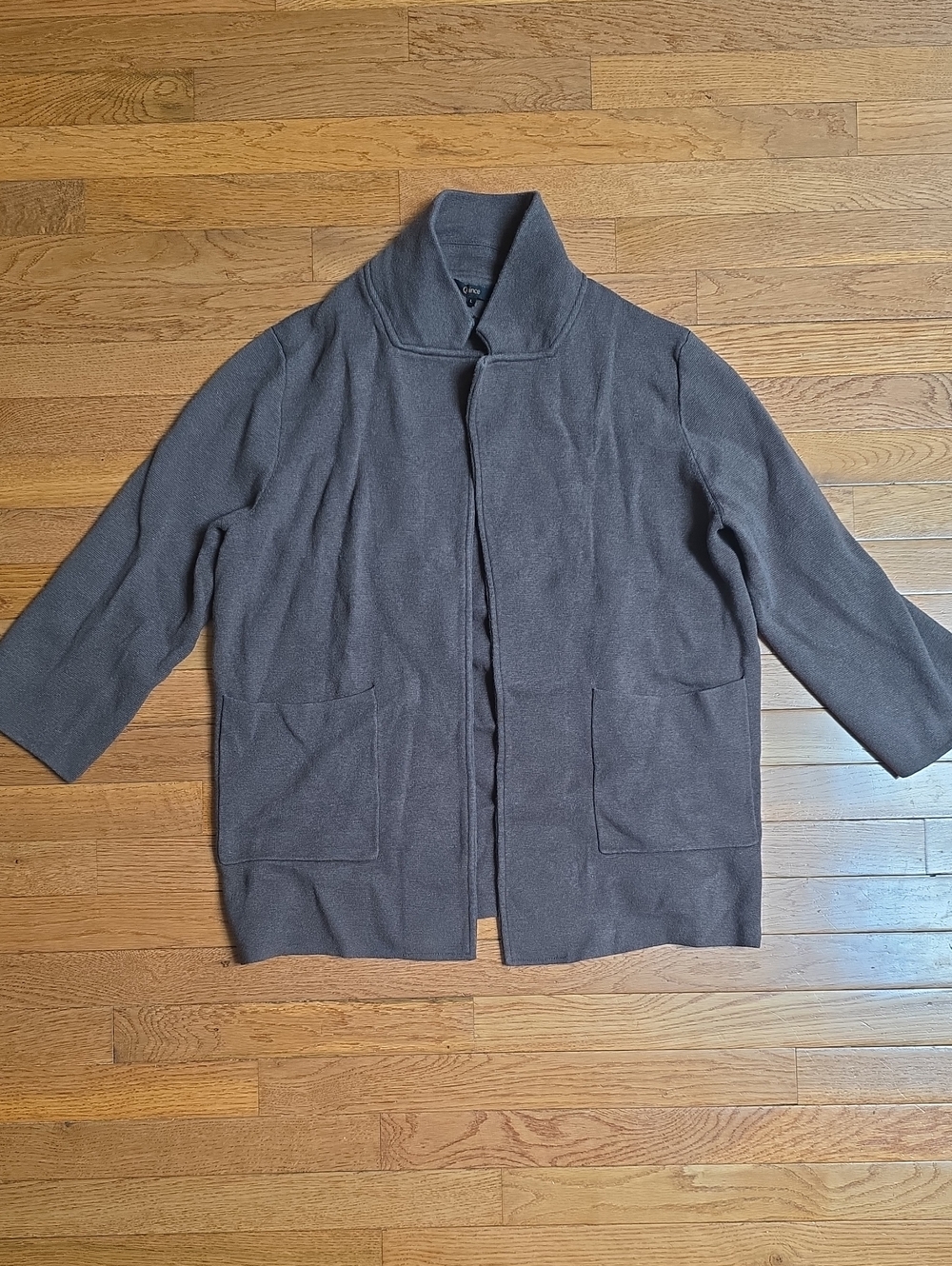 Quince Brown Open-Front Cardigan/ Knit Blazer, Large, Organic Cotton